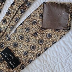 Robert Talbott Mens Gold and Gray Patterned Tie